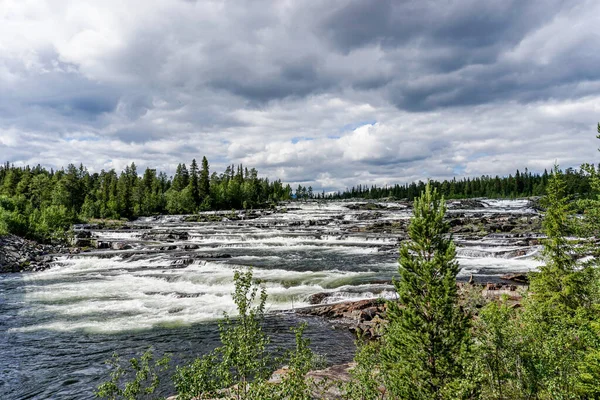 Uitzicht Trappstegsforsarna Waterval Noord Zweden — Stockfoto