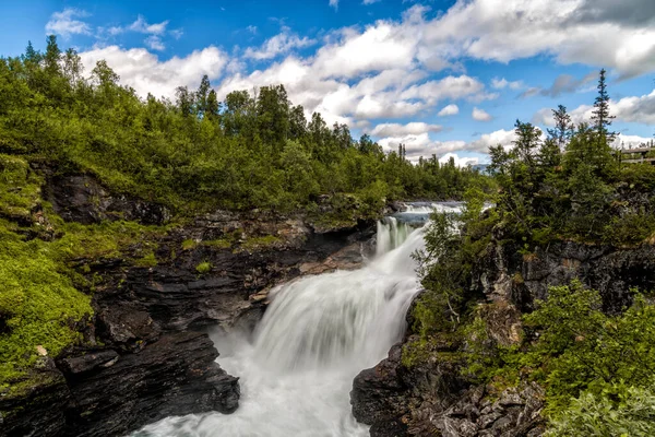 Una Vista Cascada Gaustafallet Norte Suecia —  Fotos de Stock