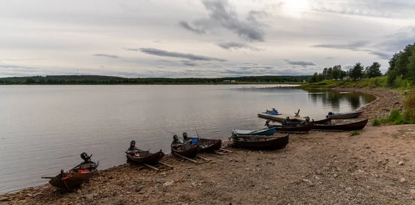 Pello Finland July 2021 Panorama View Many Wooden Motorboats Used — ストック写真