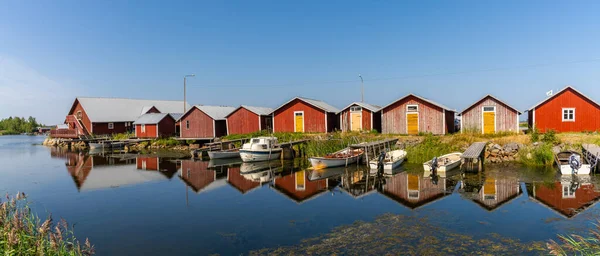 Svedjehamm Finlande Juillet 2021 Vue Panoramique Des Chalets Pêche Colorés — Photo