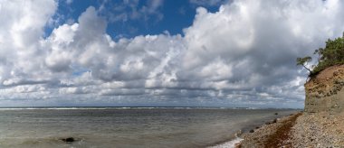 Kuzey Estonya 'daki Saaremaa Adası' ndaki Panga Kayalıkları 'nda ve Baltık Denizi' nin manzarası.