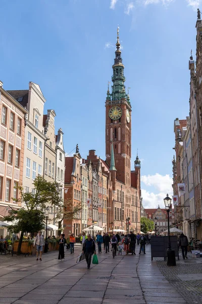 Danzig Poland September 2021 Tourists Enjoy Visit Historic City Center — Stock Photo, Image