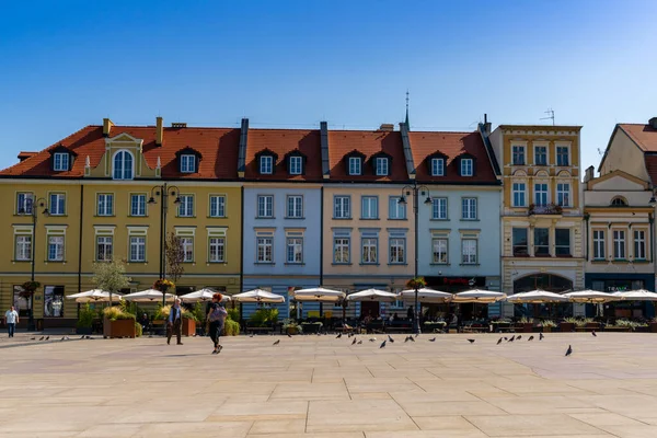 Bygdoszcz Poland September 2021 Colorful Houses Line Edge Stary Rynek — Stock Photo, Image