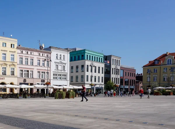 Bygdoszcz Poland September 2021 Colorful Houses Line Edge Stary Rynek — Stock Photo, Image