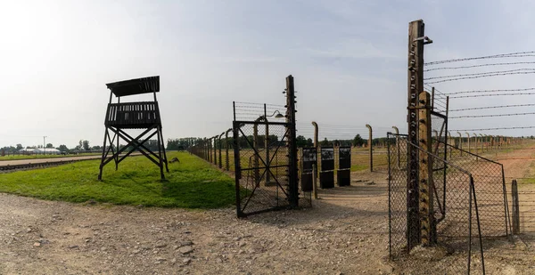 Auschwitz Polen September 2021 Wachttoren Gevangeniskamppoort Bij Concentratiekamp Auschwitz Polen — Stockfoto