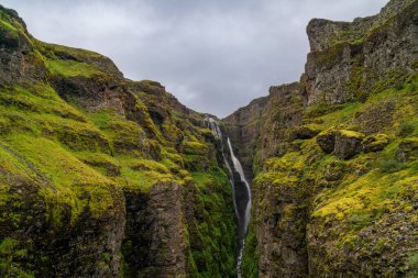 Batı İzlanda 'daki Glymur Şelalesi manzarası