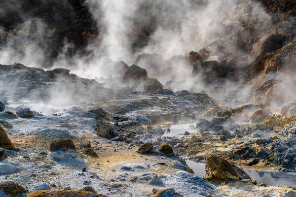 A view of the Seltun Geothermal Area on the Reykjanes Peninsula of southwestern Iceland
