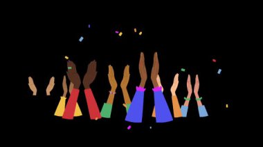 Seyirciler Kara Arkaplan, Kutlama Kavramı, Canlı Olay, Performans ve Heyecanlı Kalabalık Tepkisi Üzerine Coşkuyla Ellerinizi Kaldırın ve Alkışlayın