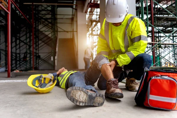 First Aid Support Accident Work Construction Worker Site Builder Accident — Stock Photo, Image
