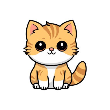 Şirin kedi çizgi filmi izole edilmiş ikon vektör çizimi tasarımı