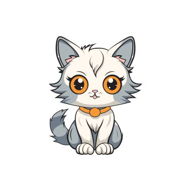 Kedi çizgi film ikonu. Sevimli kedi yavrusu evcil hayvan teması. Renkli tasarım. vektör illüstrasyonu