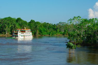 Manaus, Br - Ağustos 2011 - yaklaşık Amazon nehrinde tekne 