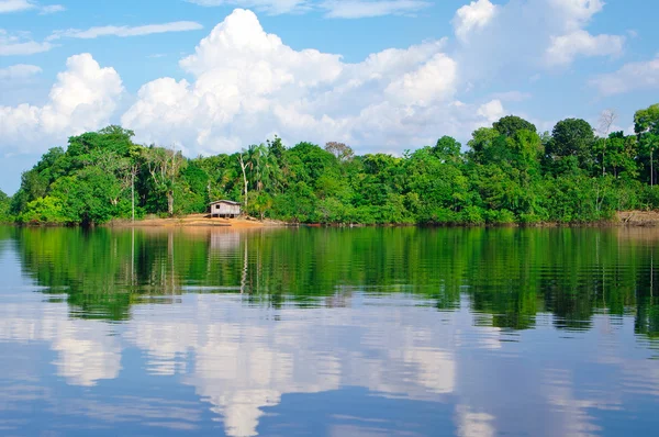 Tilt dom nad rzeką Amazon — Zdjęcie stockowe