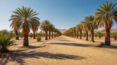 Palmiye ağacı olan güzel bir manzara.