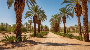Çölde palmiye ağaçları