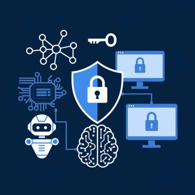 Simge tasarımı ile siber güvenlik kavramı, vektör illüstrasyonu 10 eps grafik.