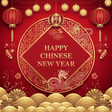 Kırmızı ve beyaz kağıtlı Çince yeni yıl arkaplanı