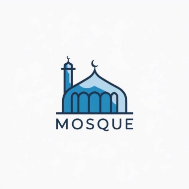 Cami logosu vektör çizimi şablonu. Müslüman cami logo şablonu tasarımı.