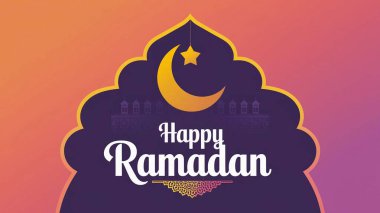 Ay ve fenerle birlikte Kurban Bayramı Mübarek bayrak tasarımının vektör çizimi.