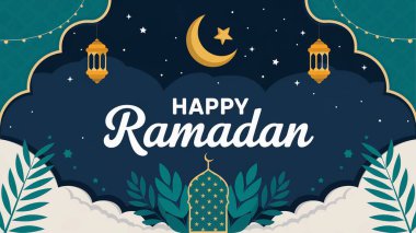 Ramazan Kareem ay ve yıldızlı tasarımı selamlıyor.