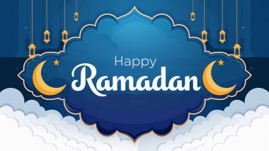 Ayın ve yıldızın ramazan arkaplanı kutlu olsun. vektör