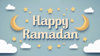 Ramazan Kareem ay ve yıldızlı arkaplan.