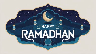 Ramazan Kareem ay ve camiyle selamlıyor. vektör illüstrasyonu