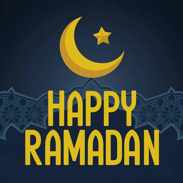 Ramazan Mübarek 'in ay ve yıldızlı bayrağı. vektör illüstrasyonu