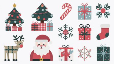 Noel ve yeni yıl çizgi film karakterleri.