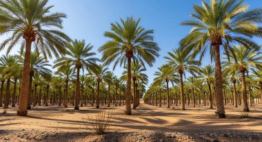 palmiye ağaçları ve mavi gökyüzü ile güzel manzara