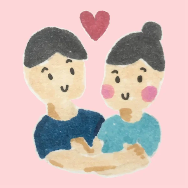 Su rengi desenli şirin bir çift grubu..