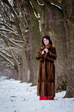 Bir kürk manto şık kadın