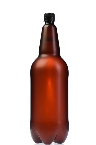 Bier Fles Schoon Zonder Druppels Originele Bruine Unieke Grote Plastic — Stockfoto