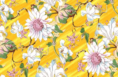 Suluboya deseni. Kusursuz çiçek deseni.