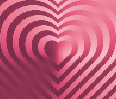 Pembe kalp soyut arkaplan, pürüzsüz eğimli katmanlı kalp deseni, Sevgililer Günü için modern romantik illüstrasyon, düğün ve aşk temalı tasarımlar..