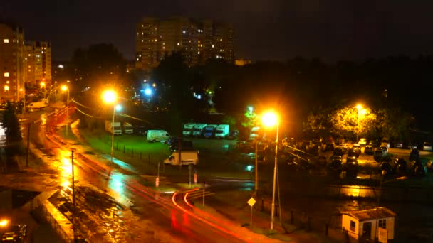 Tiempo de caducidad de la ciudad de noche Kaliningrado — Vídeo de stock