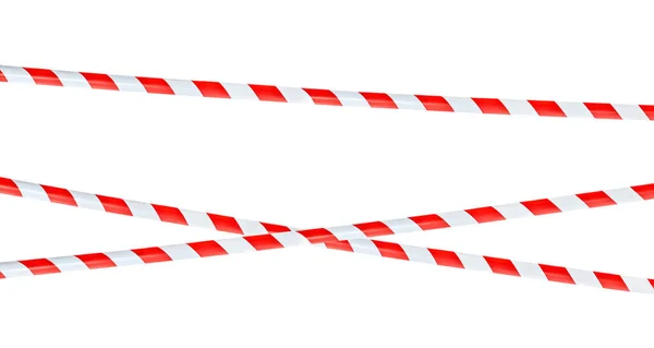Set Red White Warning Tapes Isolated White — Stock Photo, Image