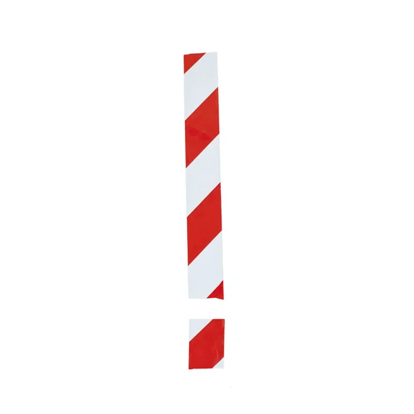 Exclamation Point Made Red White Warning Tape Isolated White — Stock Photo, Image