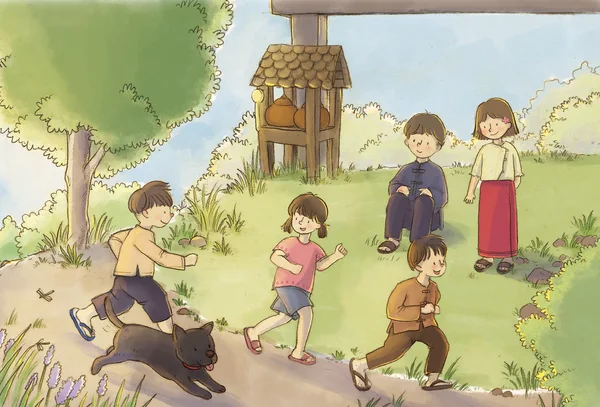 Kinder aus Asien spielen — Stockfoto