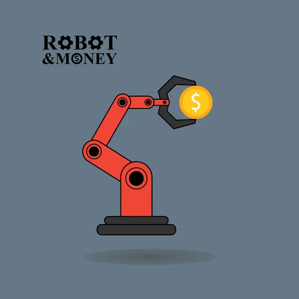 Braço robótico com ilustração de dinheiro —  Vetores de Stock