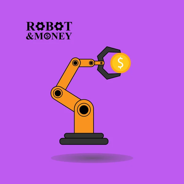 Braço robótico com ilustração de dinheiro —  Vetores de Stock