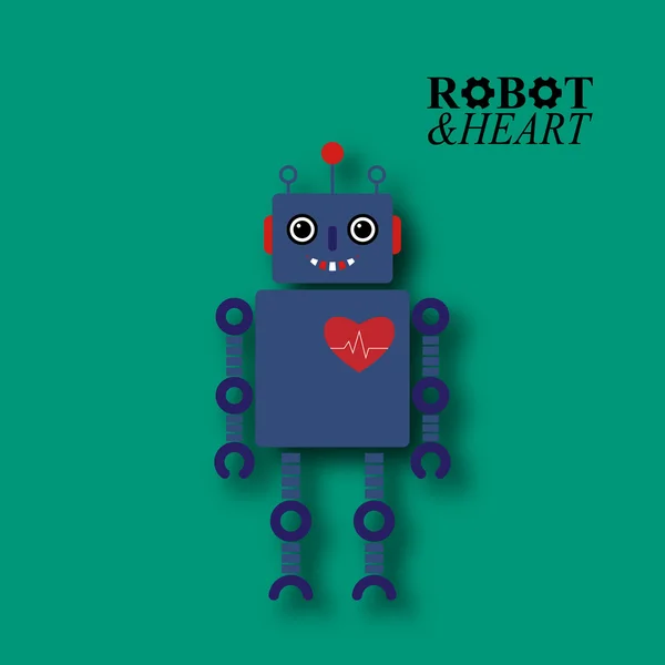 Robot met hart — Stockvector