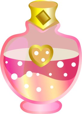 Sihirli kadın şirinliği, parfüm şişesi, sihirli iksir şişesi ya da Cadılar Bayramı şişesi klipsi ya da illüstrasyon. Parfüm şişesi çizimi