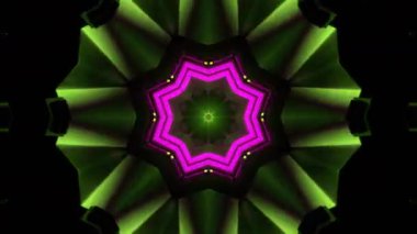 Psikedelik Kaleydoskop Patlaması simetrik kaleydoskop şekilleri patlıyor ve canlı renklerle beatendly döngülerde şekil değiştiriyor