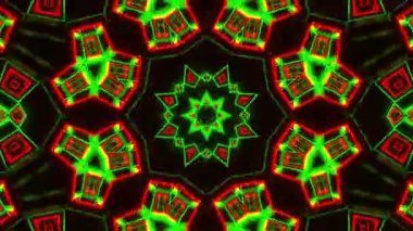 Psychedelic Kaleidoscope Burst Symmetric kaleidoscope shapes bursting and morphing with vibrant colors on beatfriendly loops