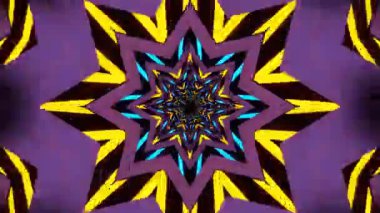 Psikedelik Kaleydoskop Patlaması simetrik kaleydoskop şekilleri patlıyor ve canlı renklerle beatendly döngülerde şekil değiştiriyor