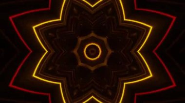 Psikedelik Kaleydoskop Patlaması simetrik kaleydoskop şekilleri patlıyor ve canlı renklerle beatendly döngülerde şekil değiştiriyor