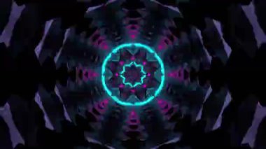 Psikedelik Kaleydoskop Patlaması simetrik kaleydoskop şekilleri patlıyor ve canlı renklerle beatendly döngülerde şekil değiştiriyor