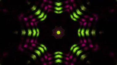 Psikedelik Kaleydoskop Patlaması simetrik kaleydoskop şekilleri patlıyor ve canlı renklerle beatendly döngülerde şekil değiştiriyor