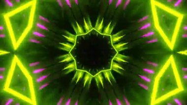 Psikedelik Kaleydoskop Patlaması simetrik kaleydoskop şekilleri patlıyor ve canlı renklerle beatendly döngülerde şekil değiştiriyor
